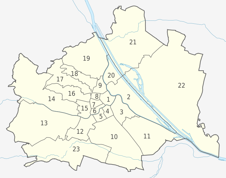Mapa con los distritos de Viena